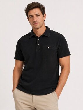 Jachs New York Black Polo Shirt XL | Heavyweight Cotton Stretch | Chest Pocket